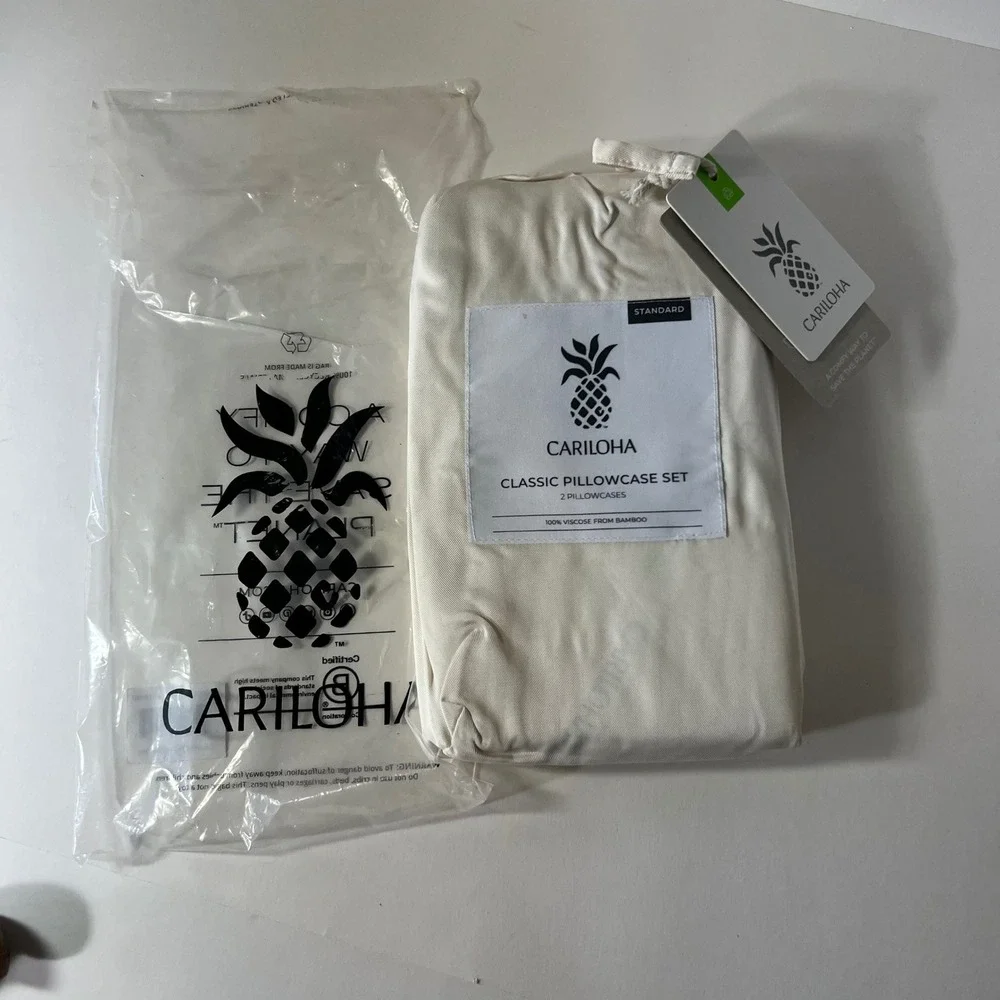 Cariloha Classic Twill Pillowcase Set Ivory Standard Size NIP ViscosefromBamboo